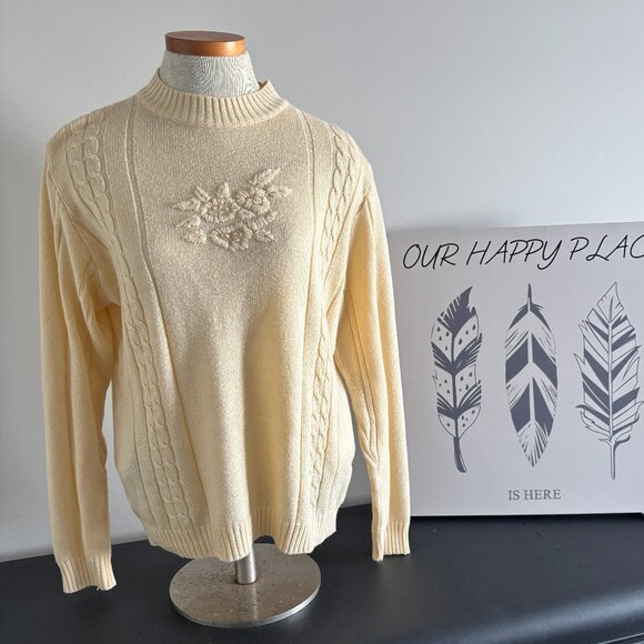 Pretty Vintage Sweater in a Soft Yellow by Haband! - Size Medium - Picture 1 of 3